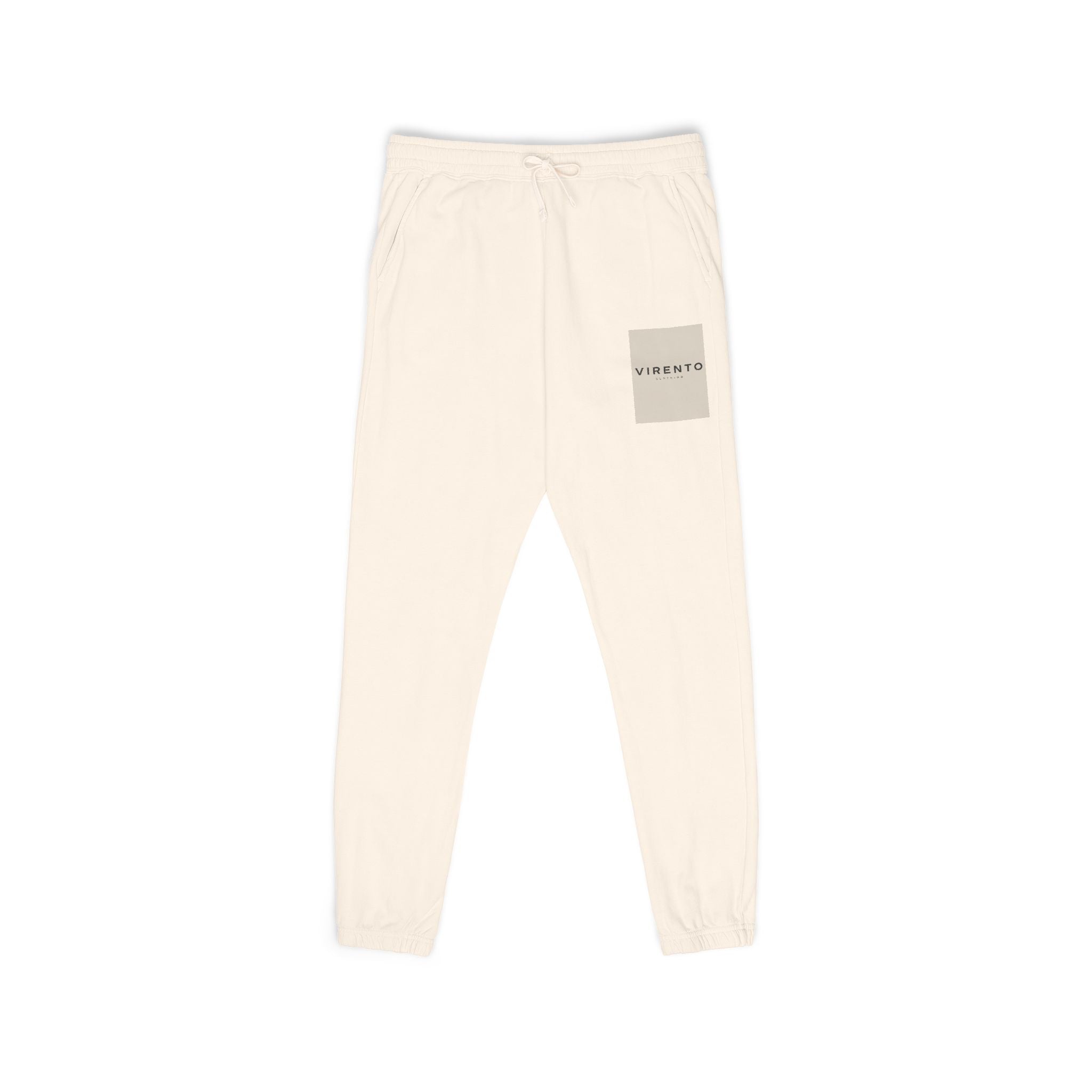 Cream Garment-Dyed Fleece Sweatpants with Minimal Pocket Logo