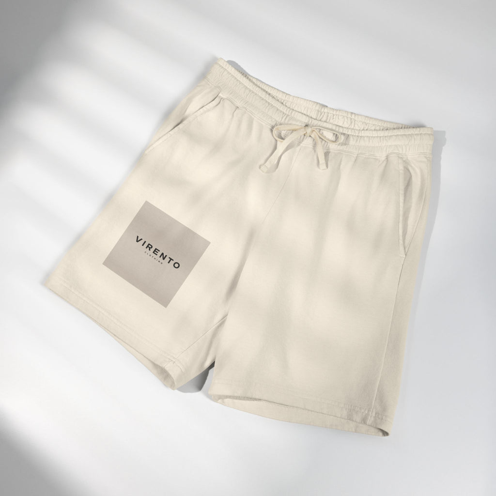 Fleece Sweat Shorts — 'VIRENTO' Minimal Logo Casual Lounge Shorts