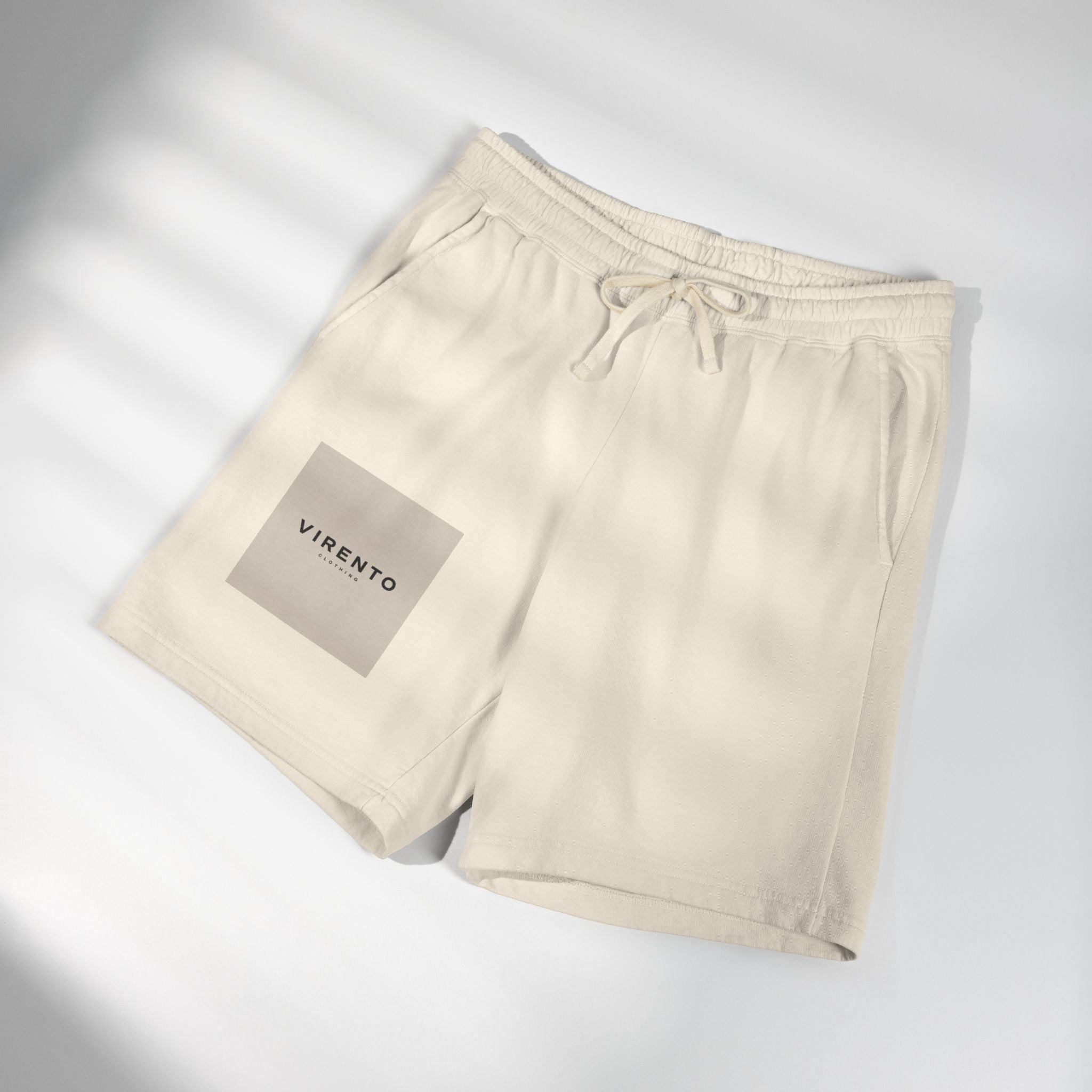 Fleece Sweat Shorts — 'VIRENTO' Minimal Logo Casual Lounge Shorts