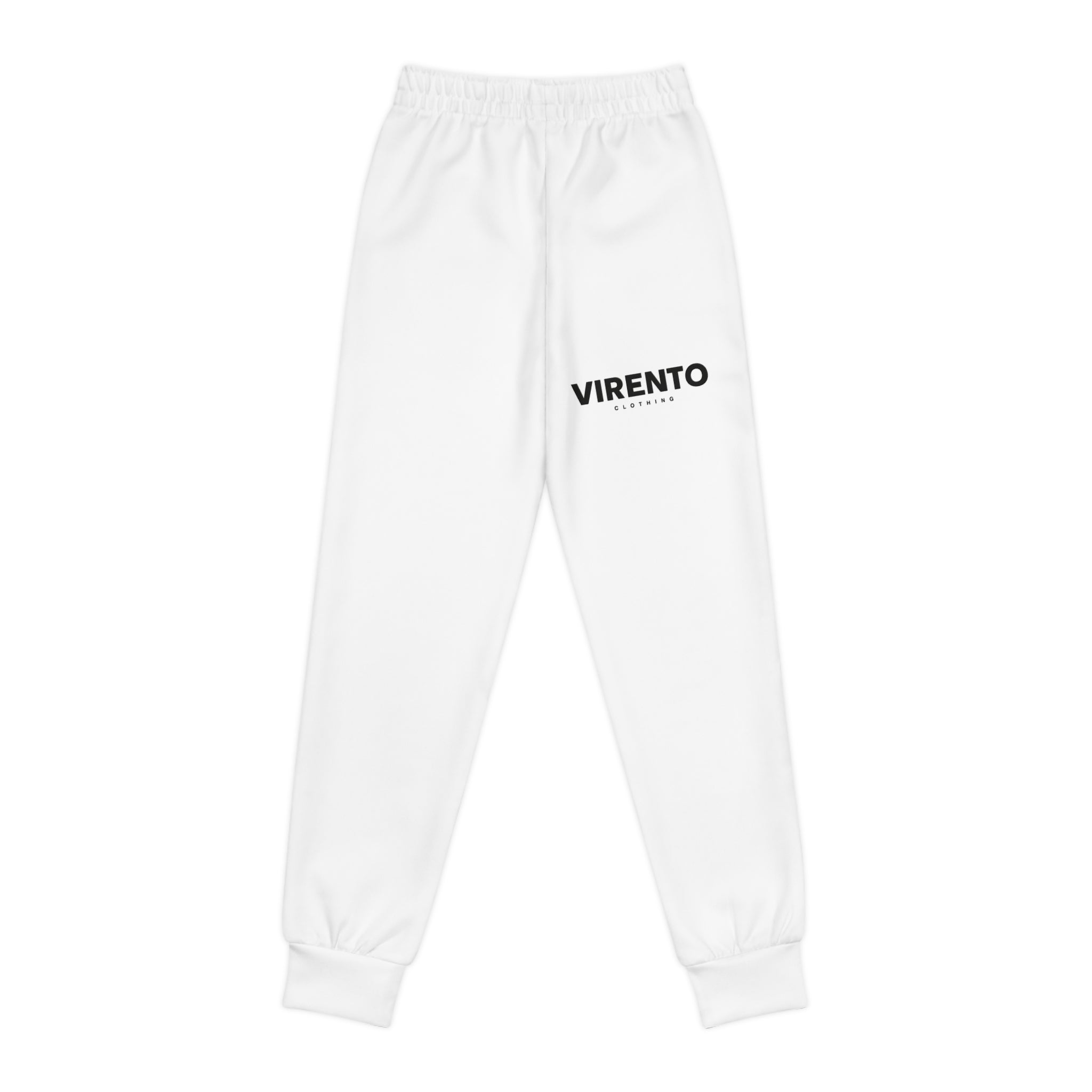 Youth Joggers with 'VIRENTO' Logo — White Kids Track Pants