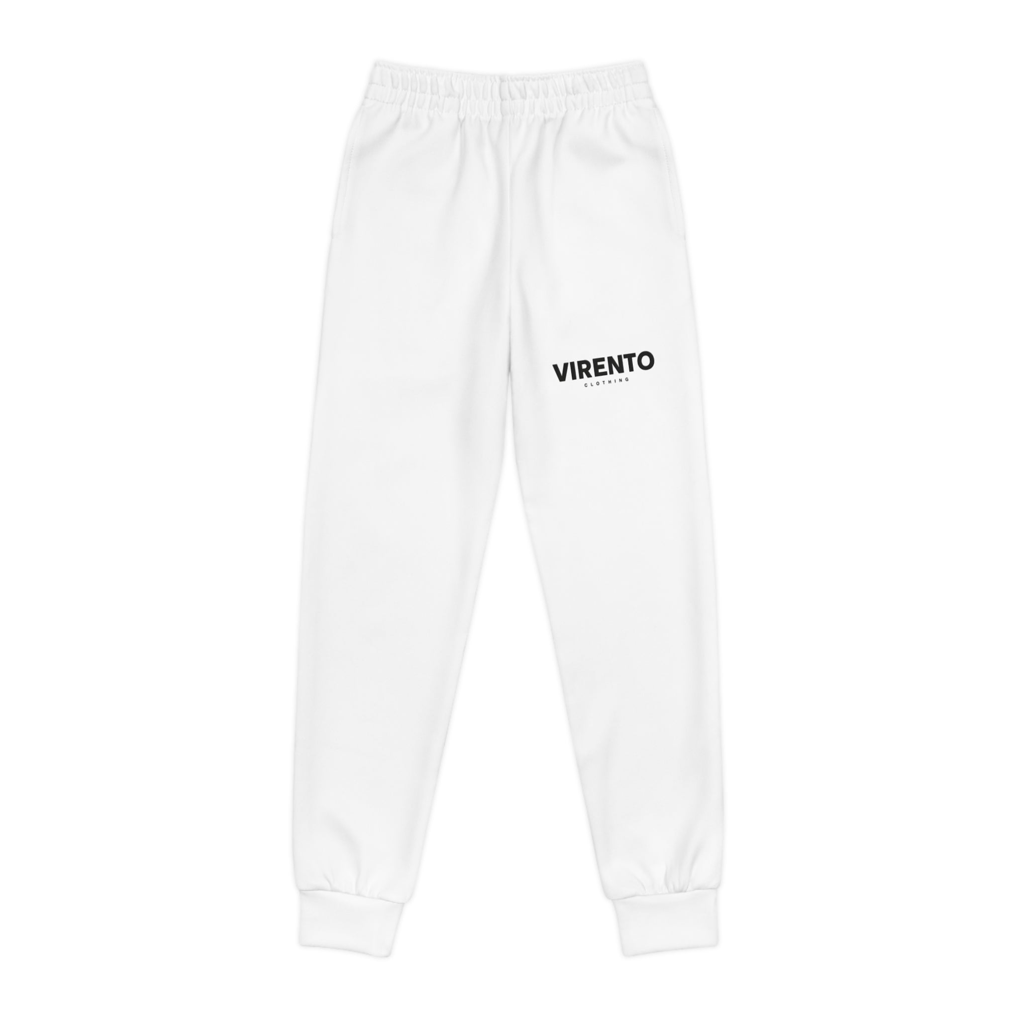 Youth Joggers with 'VIRENTO' Logo — White Kids Track Pants