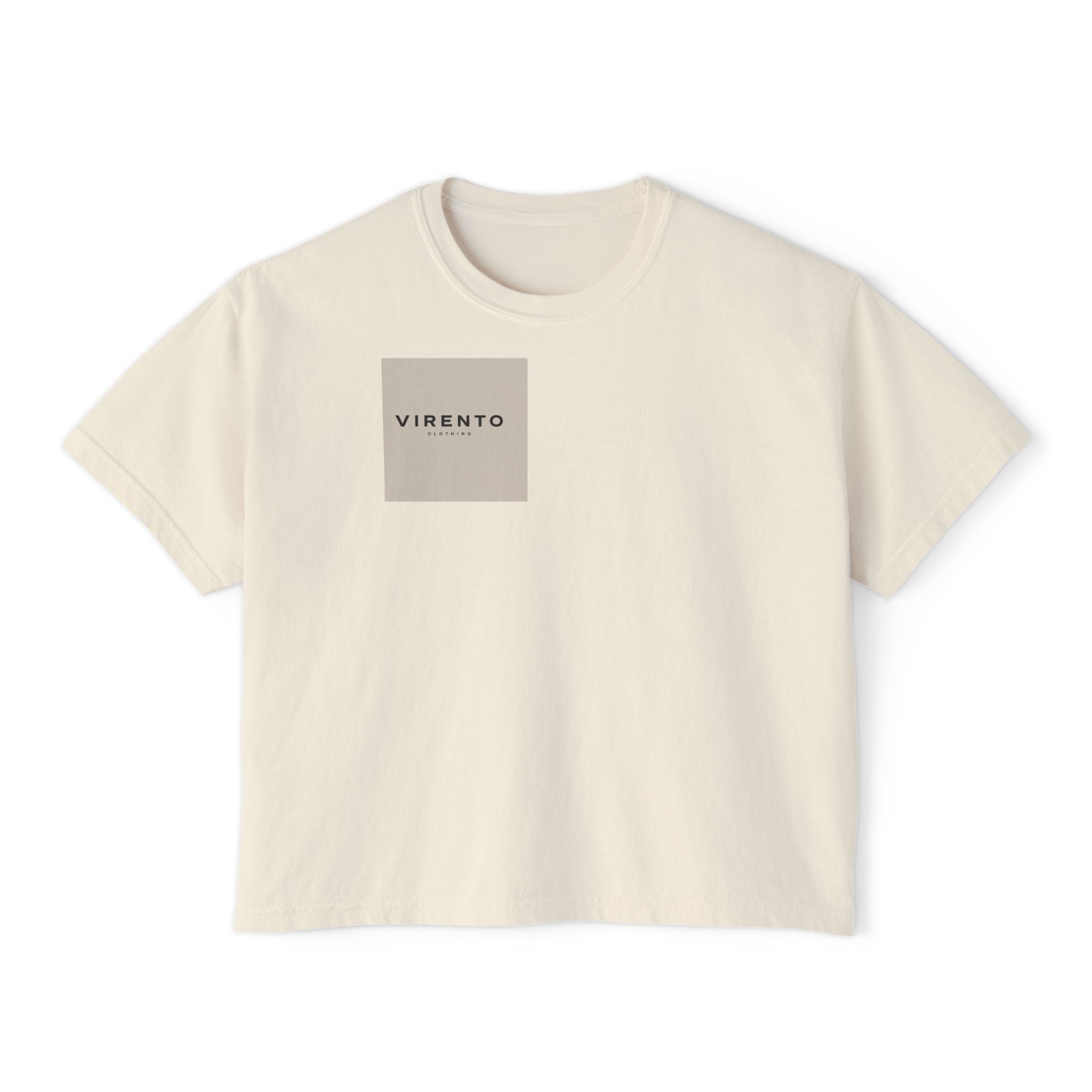 Virento Women's Boxy Tee — Minimal Logo Crop T-Shirt