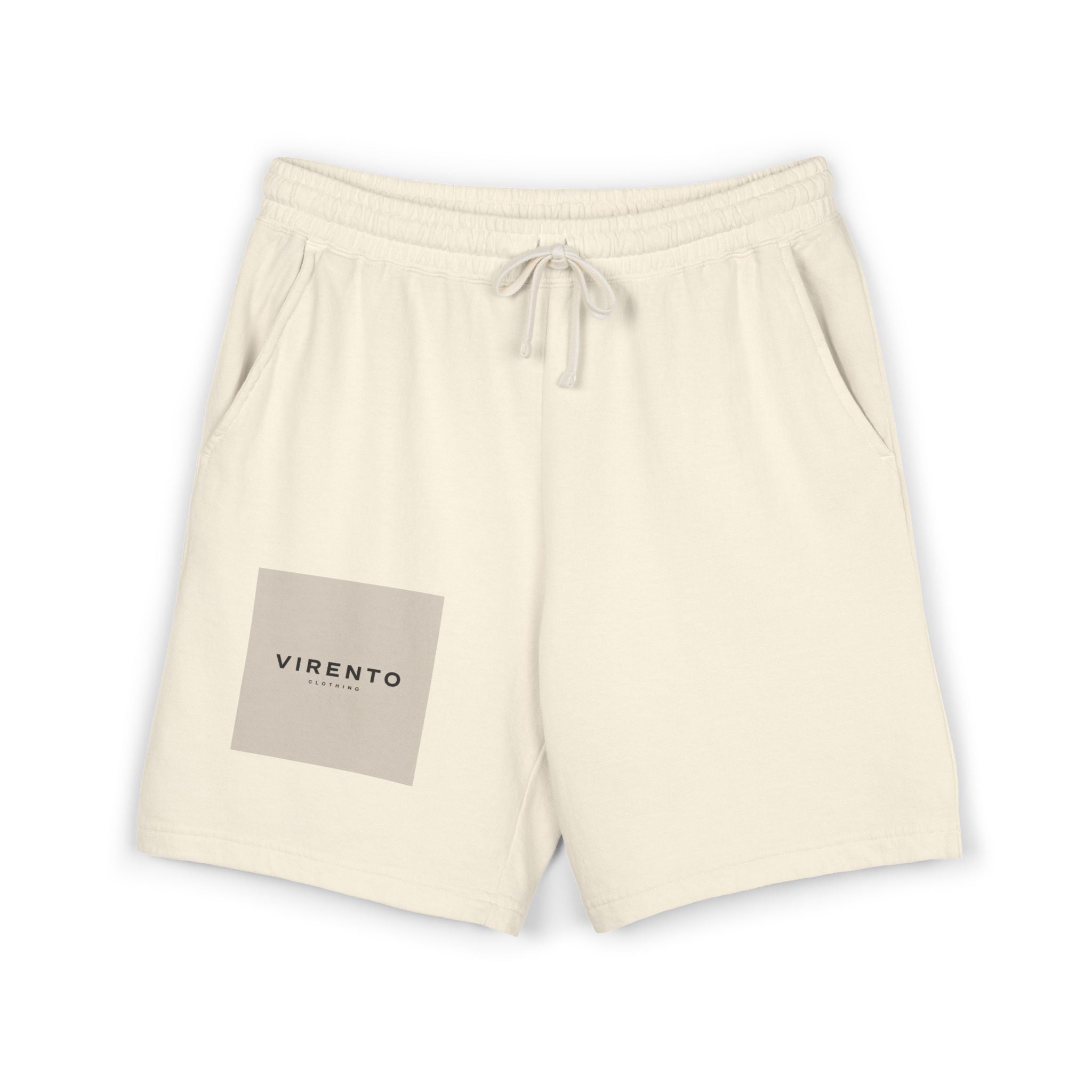 Fleece Sweat Shorts — 'VIRENTO' Minimal Logo Casual Lounge Shorts