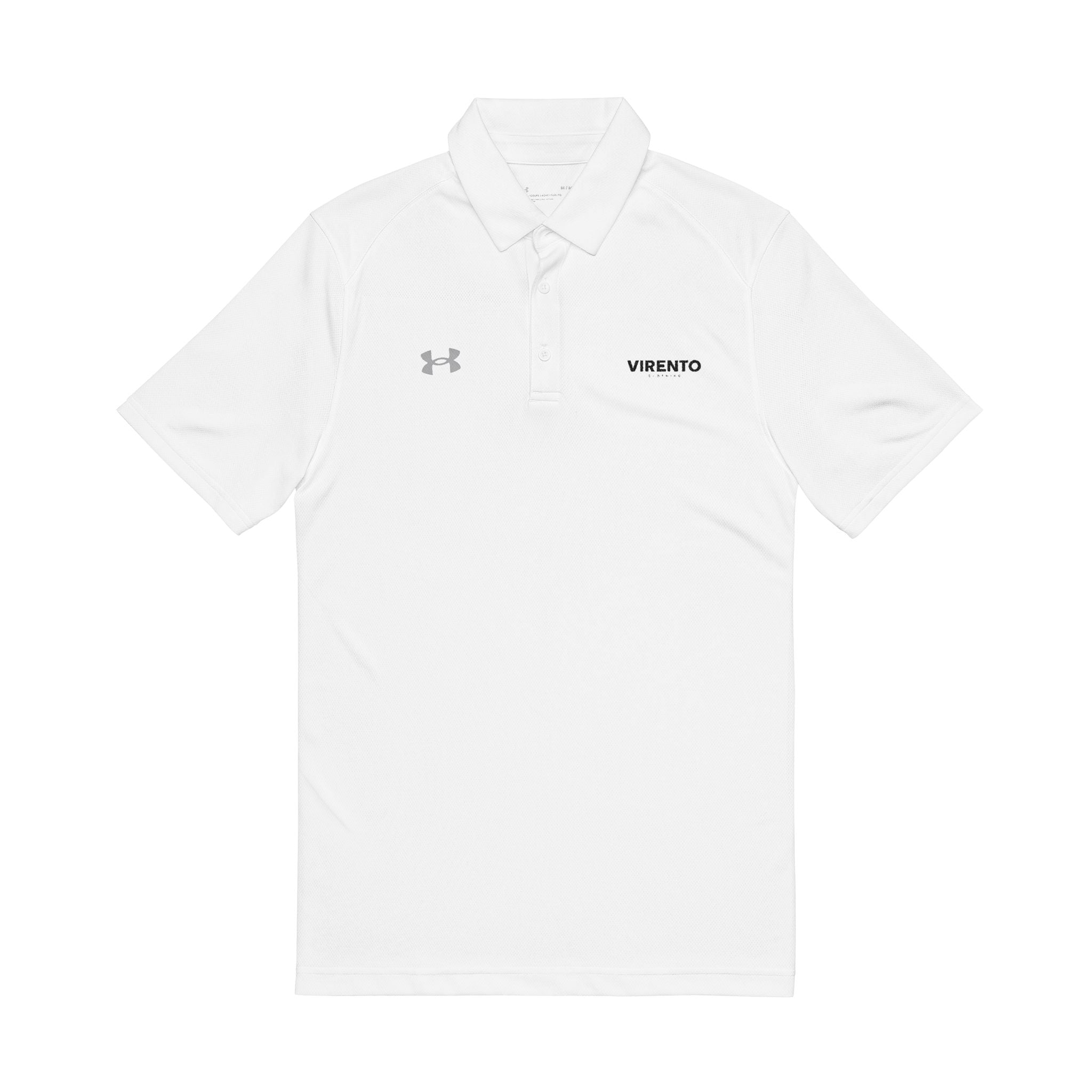Embroidered White Under Armour Men's Performance Polo — VIGENT? Logo
