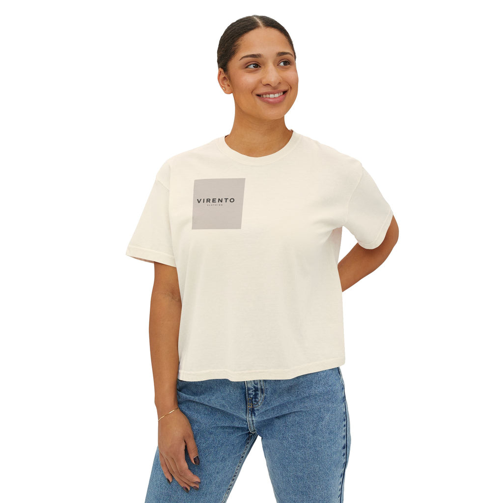 Virento Women's Boxy Tee — Minimal Logo Crop T-Shirt