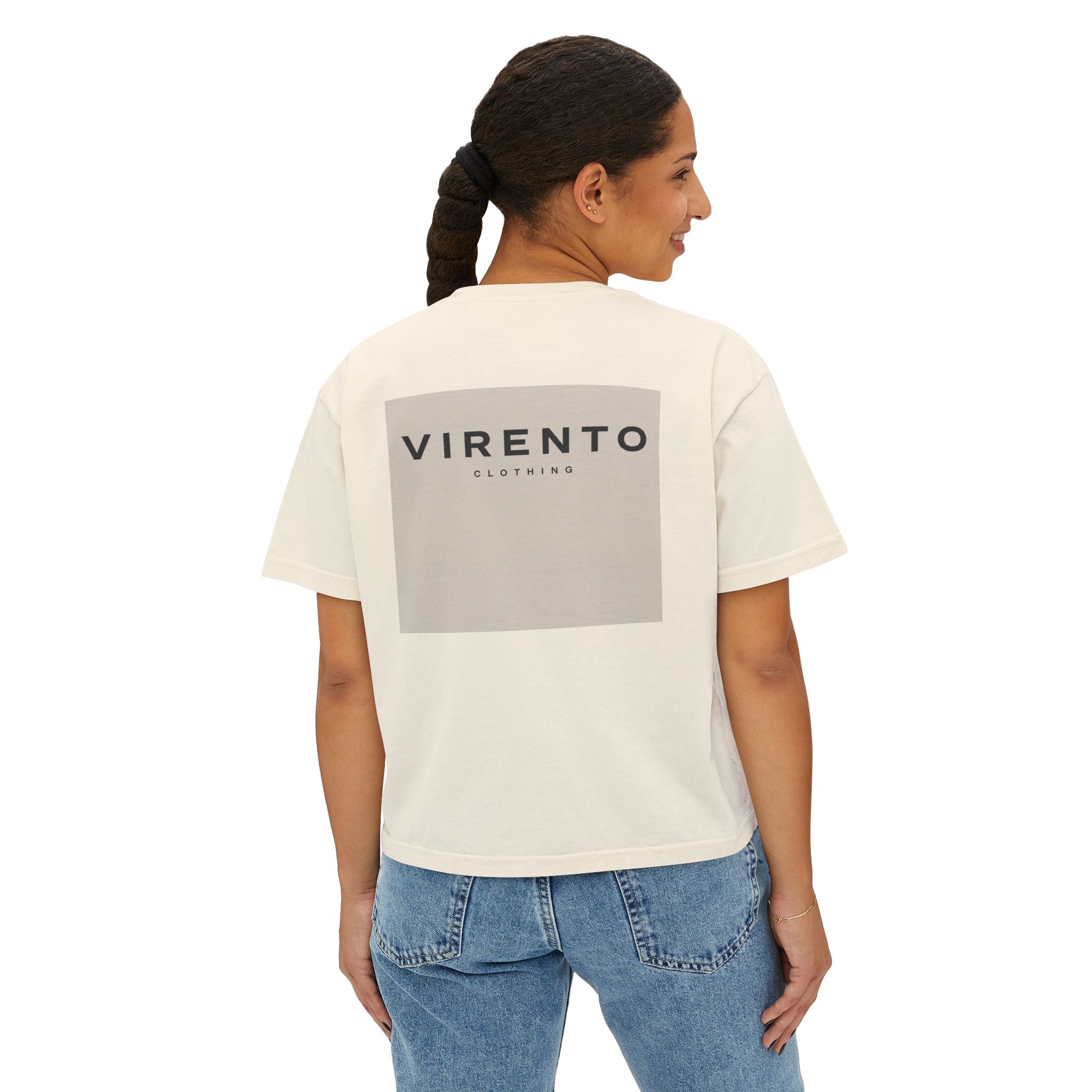 Virento Women's Boxy Tee — Minimal Logo Crop T-Shirt