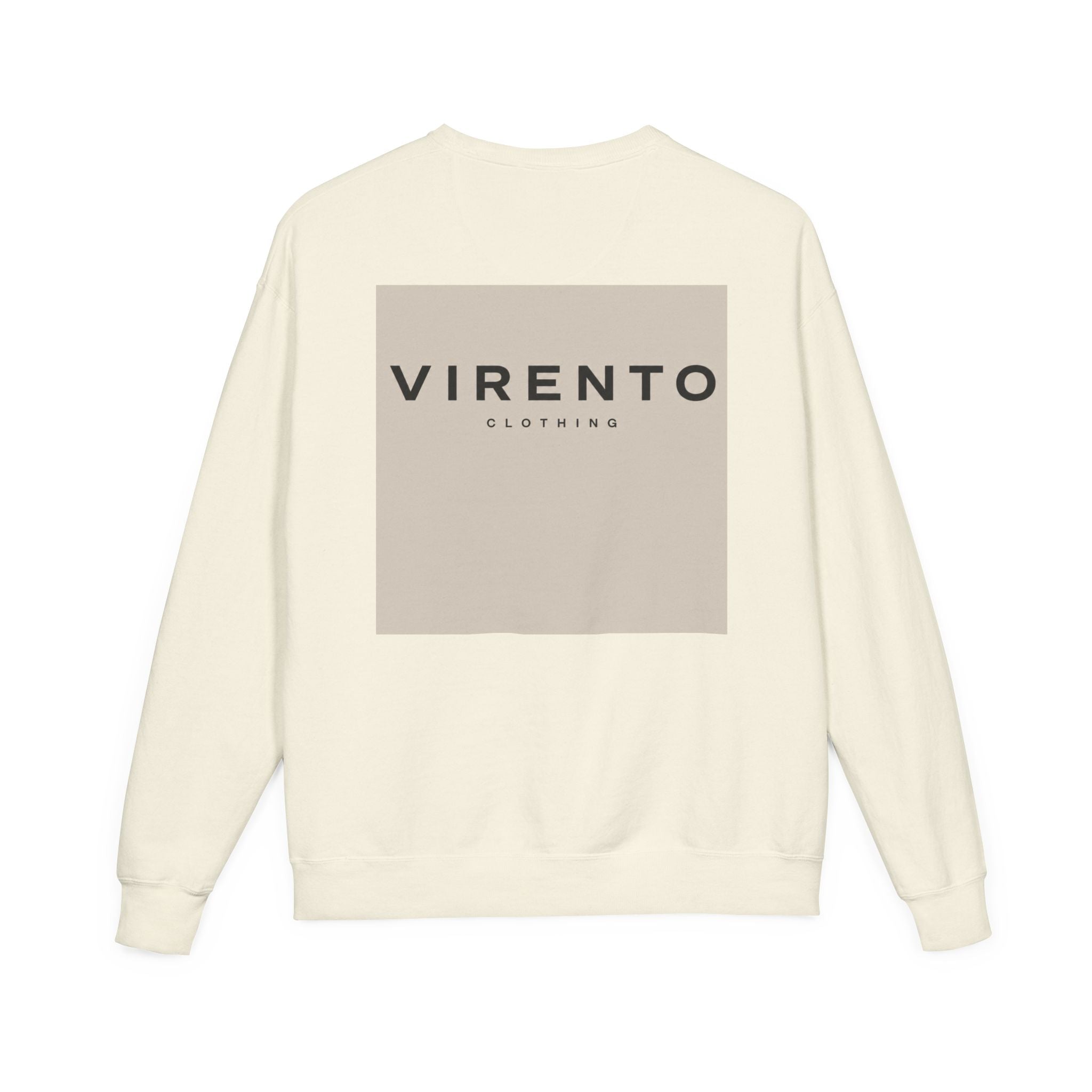 Virento Minimal Logo Crewneck Sweatshirt — Neutral Square Chest & Back Design